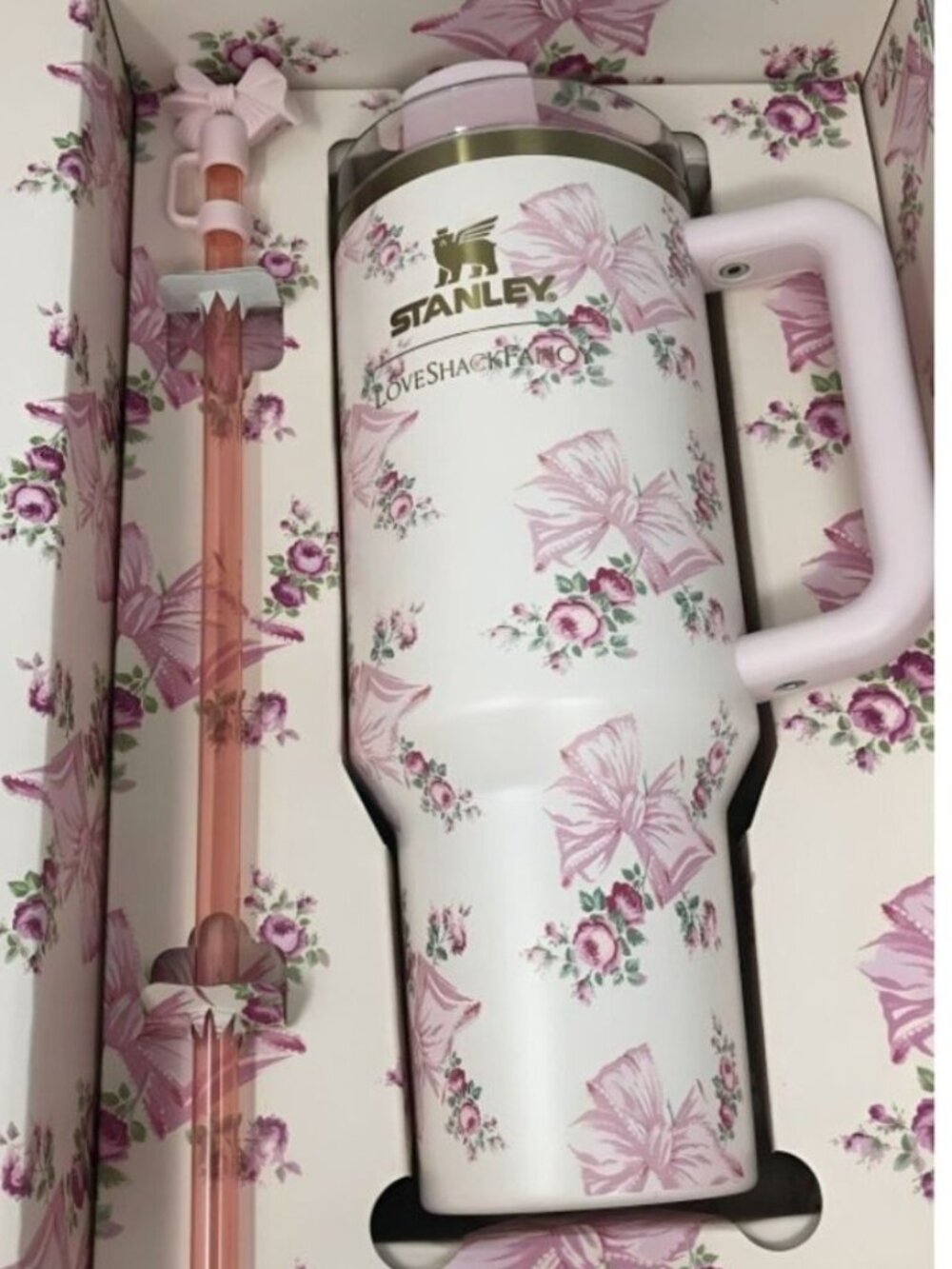 Stanley x LoveShackFancy Pink Rosa Beaux 40oz Quencher Tumbler NEW